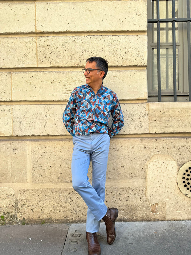 pre-order Liberty® cotton Mao collar shirt tribute to Sonia Delaunay