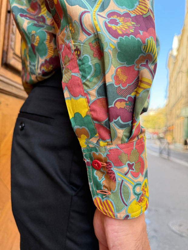 pre-sale Liberty® cotton mao-collar shirt with floral pattern