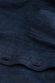 raw denim mao-collar shirt