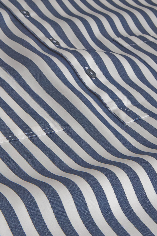 chemise col mao en Tencel® rayures marine