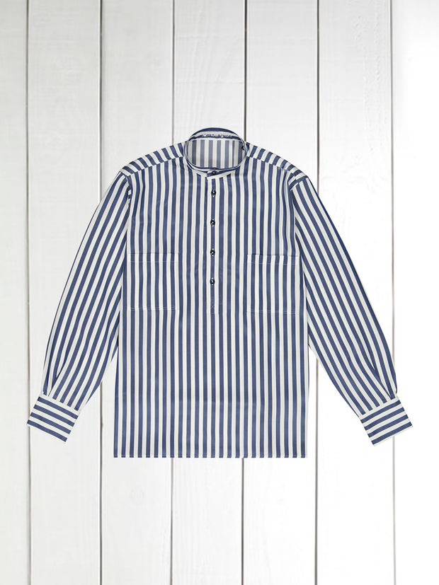 chemise col mao en Tencel® rayures marine