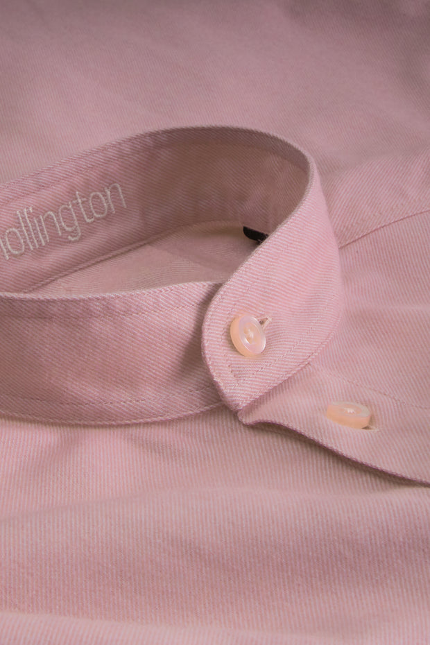 chemise col mao en coton brossé nude