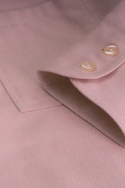 chemise col mao en coton brossé nude