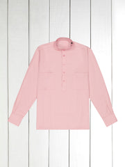 chemise col mao en coton brossé nude