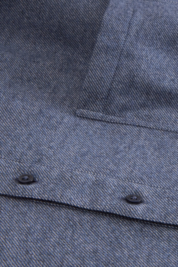 blue marl cotton canvas mao-collar shirt