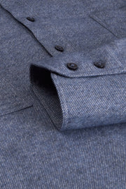 blue marl cotton canvas mao-collar shirt
