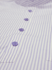 chemise Deauville manches courtes à col mao en coton rayures lavande