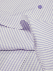 chemise Deauville manches courtes à col mao en coton rayures lavande