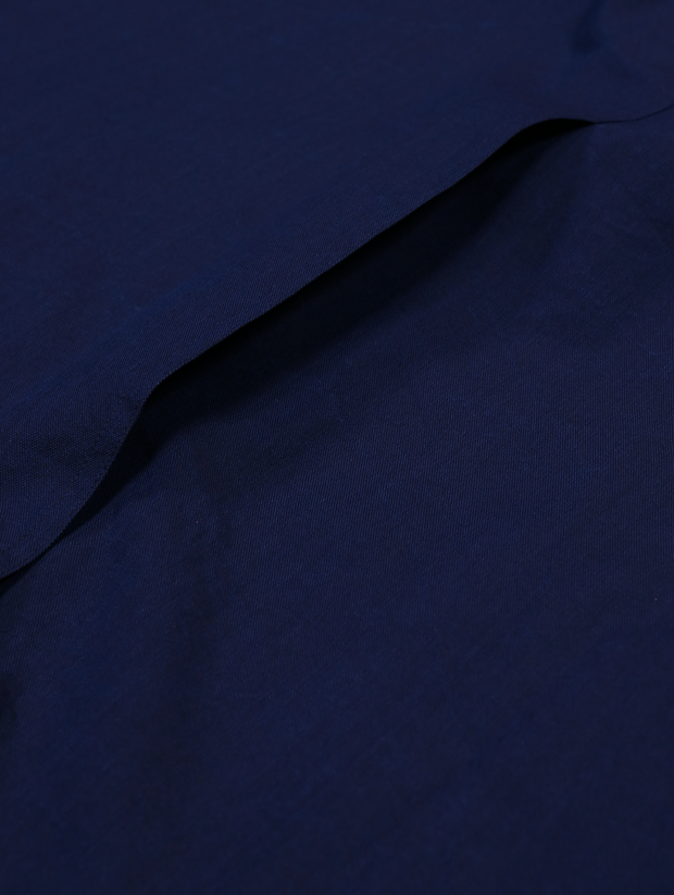 chemise Deauville manches courtes à col mao en coton indigo