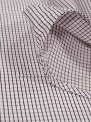 chemise Deauville manches courtes à col mao en jersey à carreaux bleus