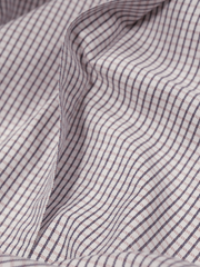 chemise Deauville manches courtes à col mao en jersey à carreaux bleus
