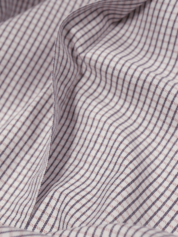 chemise Deauville manches courtes à col mao en jersey à carreaux bleus