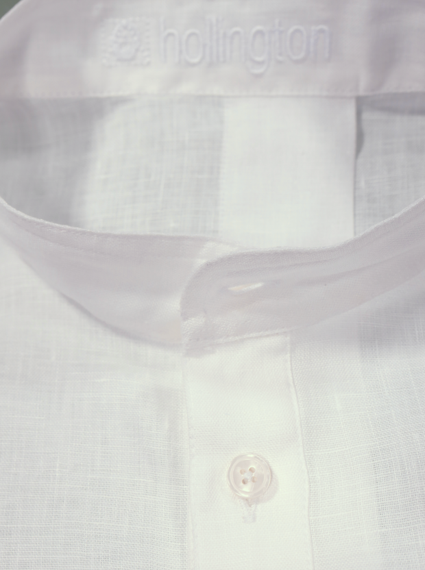 chemise Deauville manches courtes à col mao en lin natural