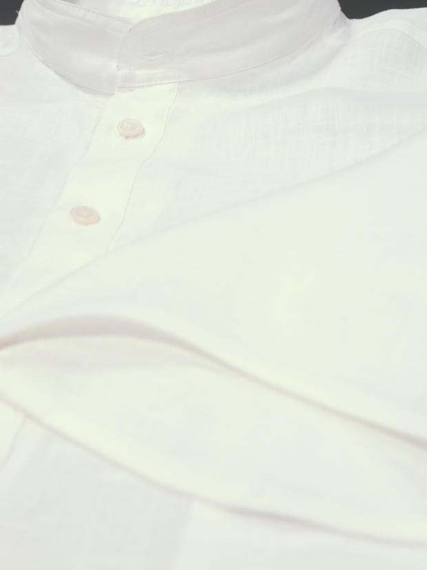 chemise Deauville manches courtes à col mao en lin natural