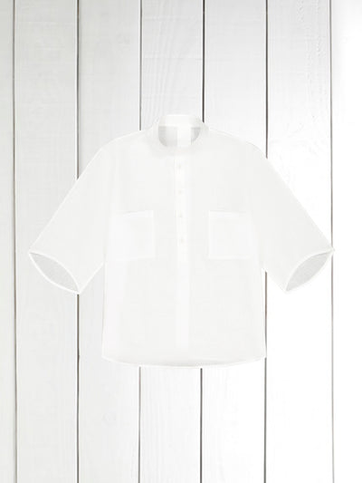 chemise Deauville manches courtes à col mao en lin natural