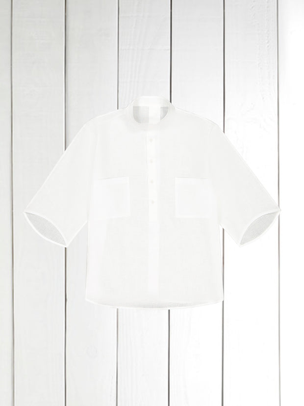 chemise Deauville manches courtes à col mao en lin natural