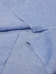 chemise Deauville manches courtes à col mao en lin rayures blanches