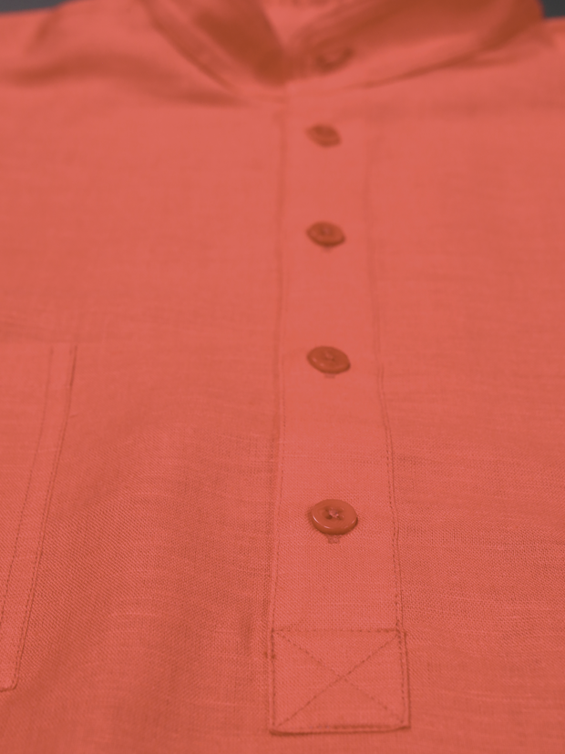 chemise col mao en toile pur lin coq de roche