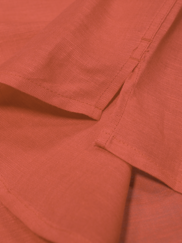 chemise Deauville manches courtes à col mao en toile pur lin coq de roche