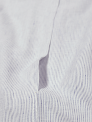 chemise Deauville manches courtes à col mao en lin naturel à rayures marines
