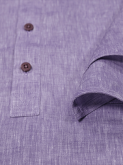 chemise Deauville manches courtes à col mao en lin violine