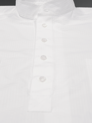 chemise Deauville manches courtes à col mao en seersucker blanc