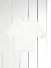 chemise Deauville manches courtes à col mao en seersucker blanc