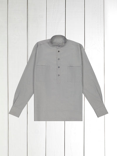 smoke cotton mao-collar shirt