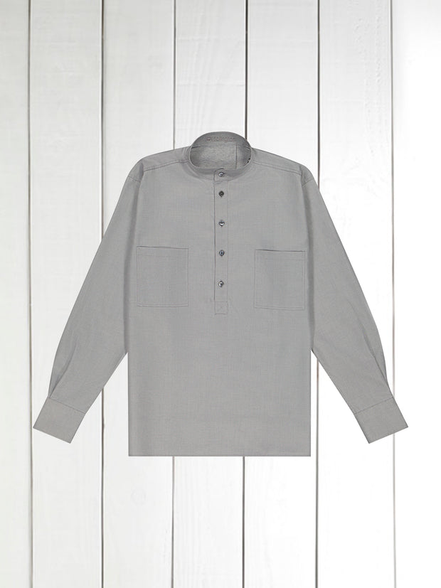smoke cotton mao-collar shirt