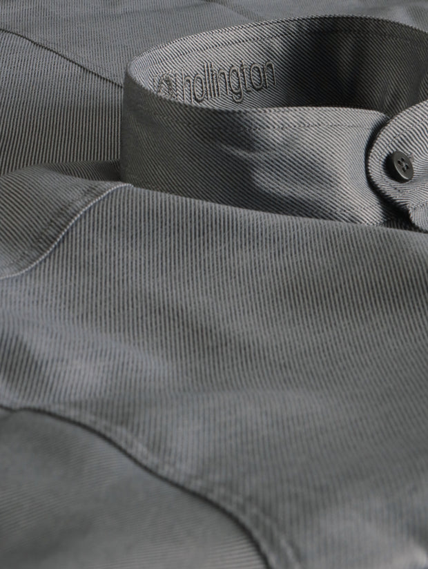 smoke cotton mao-collar shirt
