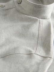chemise col mao en coton brossé gris pâle