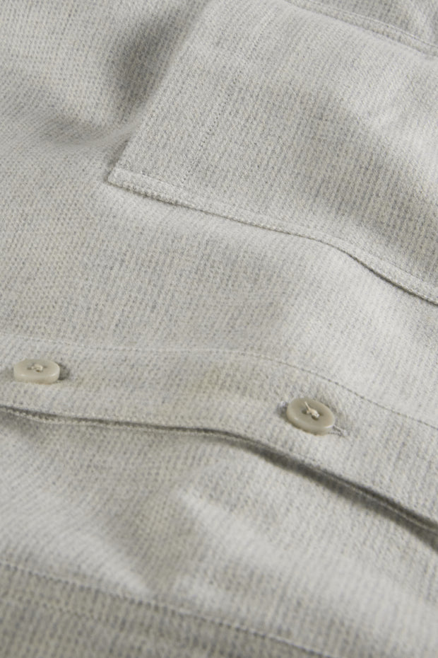 chemise col mao en coton brossé gris pâle