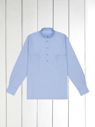 chemise col mao en coton oxford bleu dragée