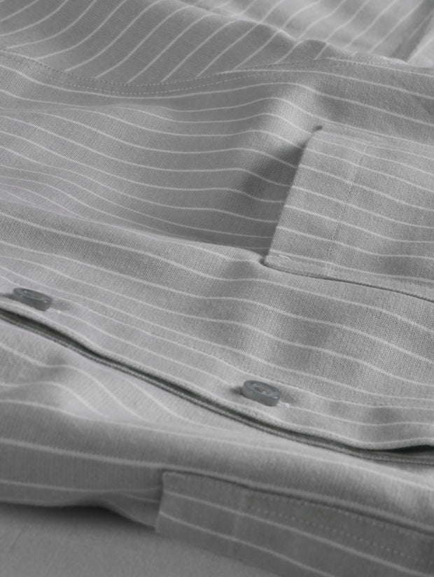 chemise col mao en coton oxford rayures tennis