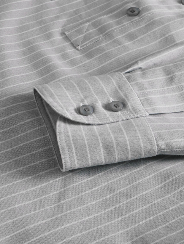chemise col mao en coton oxford rayures tennis