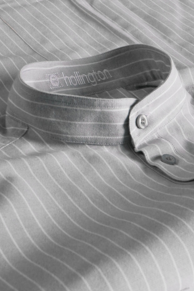 chemise col mao en coton oxford rayures tennis