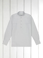 chemise col mao en coton oxford rayures tennis