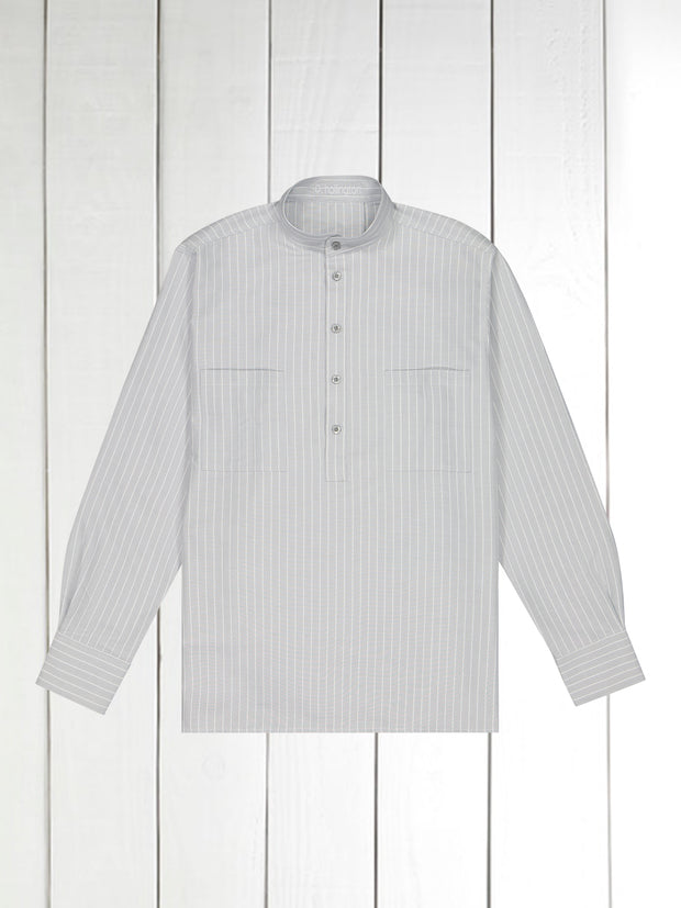 chemise col mao en coton oxford rayures tennis