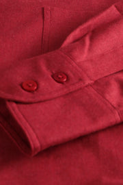 chemise col mao en coton rouge vermillon