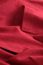 chemise col mao en coton rouge vermillon