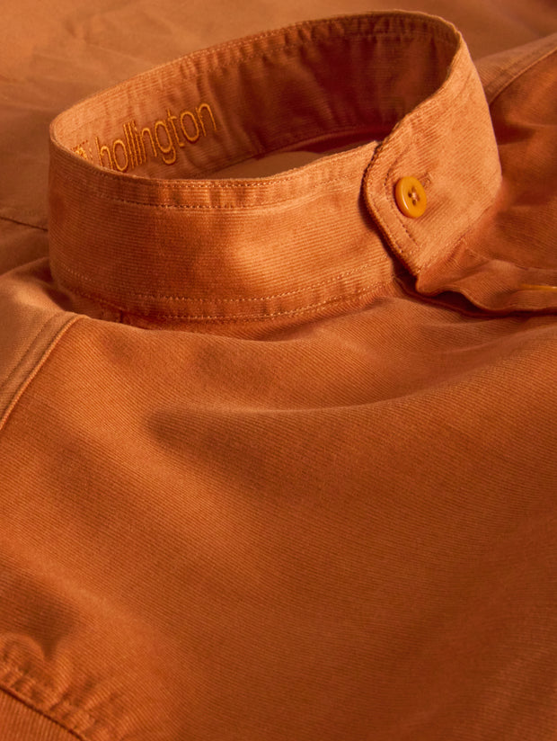 copper babycord mao-collar shirt