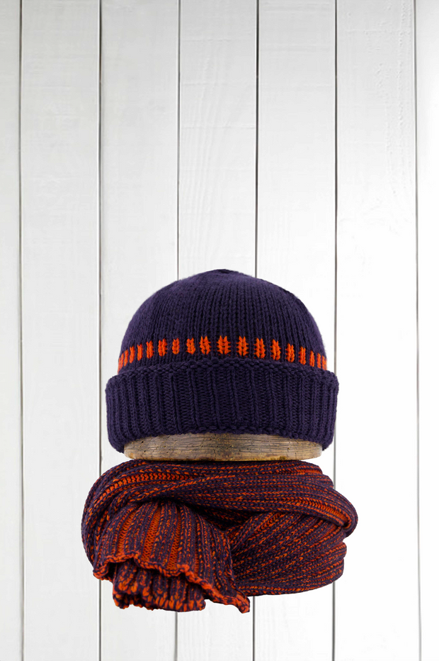 navy and orange inis meáin merino alpaca and silk scarf 