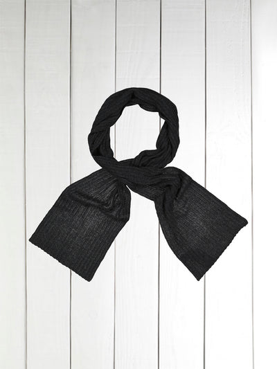 charcoal grey ribbed cashmere scarf