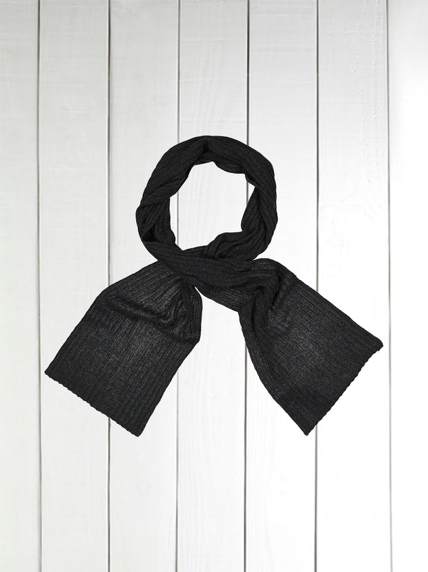 charcoal grey ribbed cashmere scarf