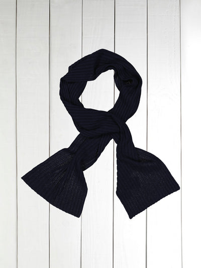 night blue ribbed cashmere scarf