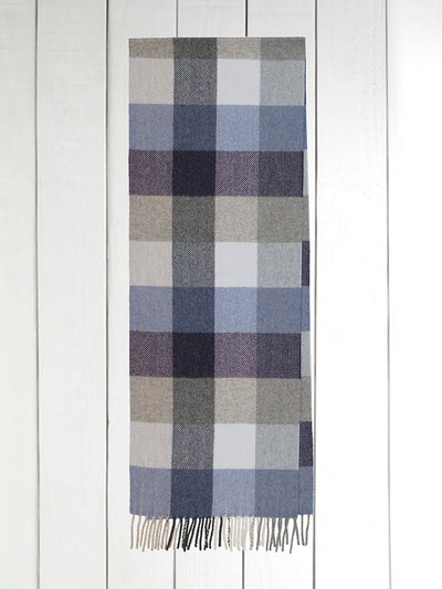denim check wool and cashmere scarf