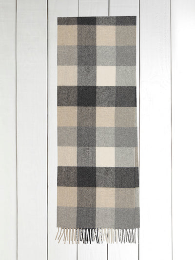 light grey checked wool and cashmere scarf