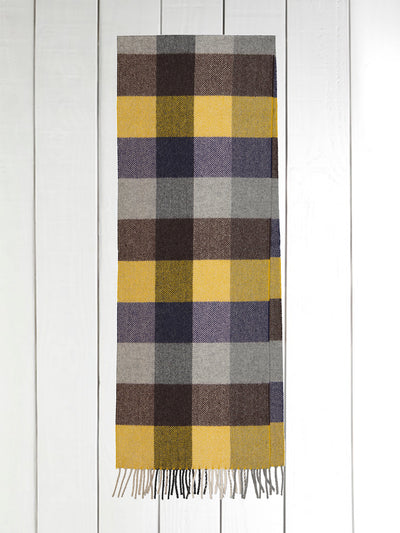 yellow checked wool and cashmere scarf