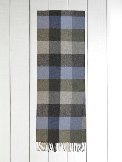 olive checked wool and cashmere scarf