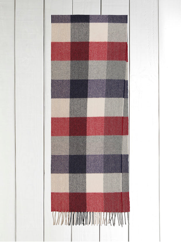 red checked wool and cashmere scarf